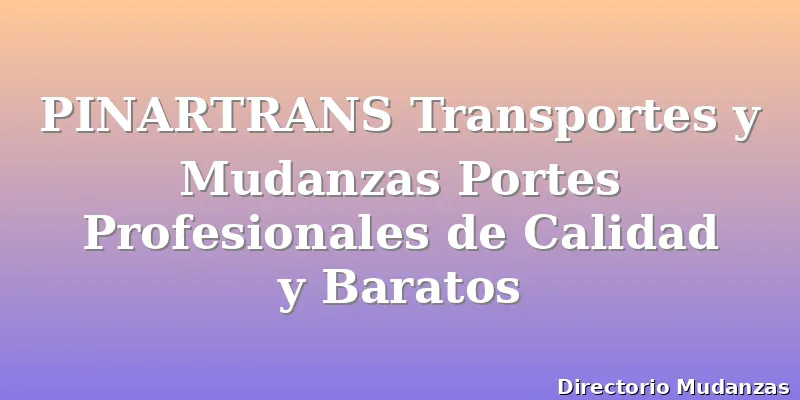 PINARTRANS Transportes y Mudanzas Portes Profesionales de Calidad y Baratos